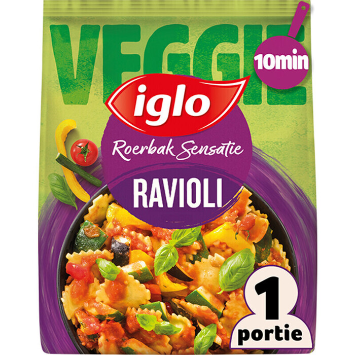 Iglo Roerbak Sensatie Ravioli met tomatensaus & Mediterraanse groenten 450g (Zak, 450g)