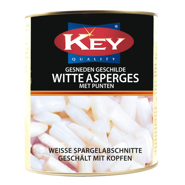 Asperges wit geschild en gesneden, met kop (2.95kg)