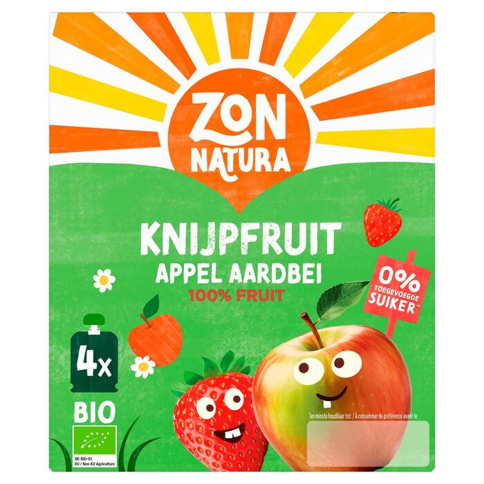 Kikker knijpfruit appel-aardbei (Stuk, 85g)