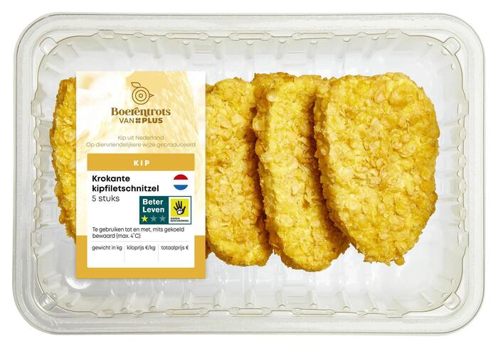 PLUS Boerentrots Krokante kipfiletschnitzels 5st (5 × 100g)
