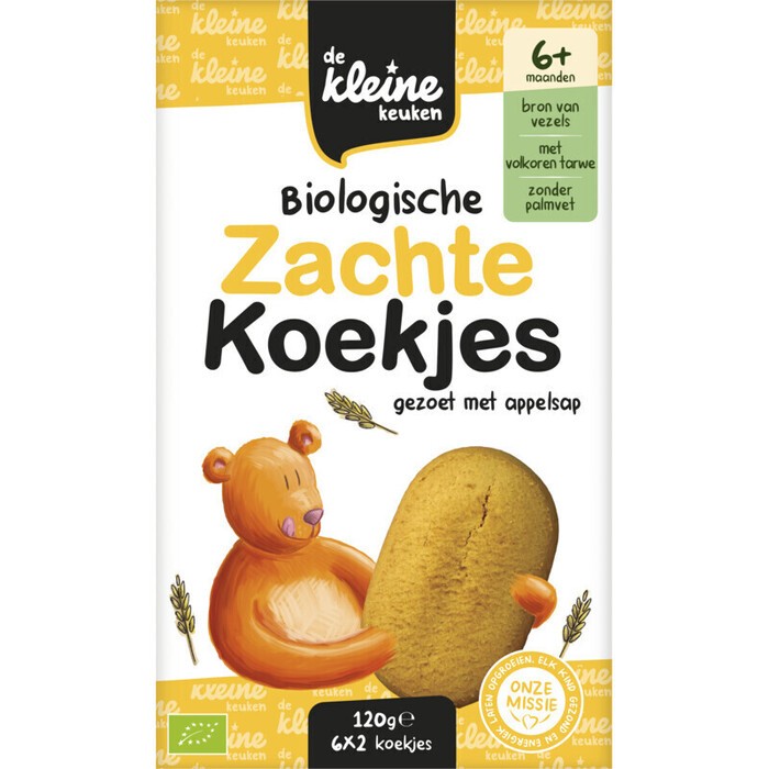 De Kleine Keuken Zachte Biologische Babykoekjes 6 maanden 120g (120g)