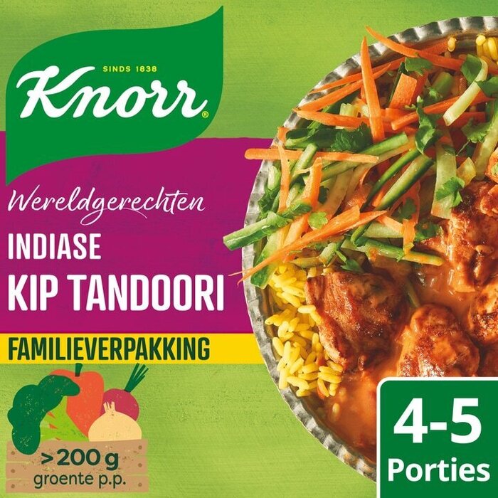 Knorr Wereldgerechten Maaltijdpakket Indiase Kip Tandoori XXL 4-5 Personen (Doos, 400g)