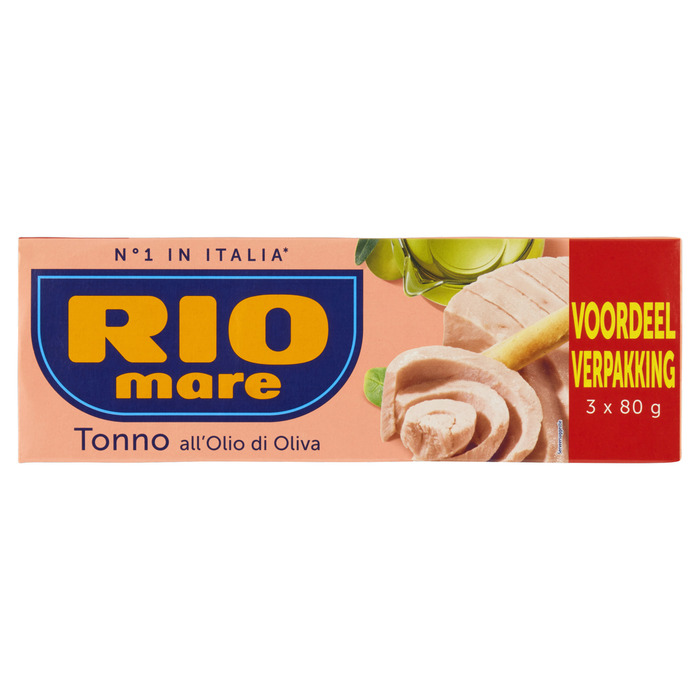 Tonijn in Olijfolie Voordeel Verpakking (blik, 3 × 80g)