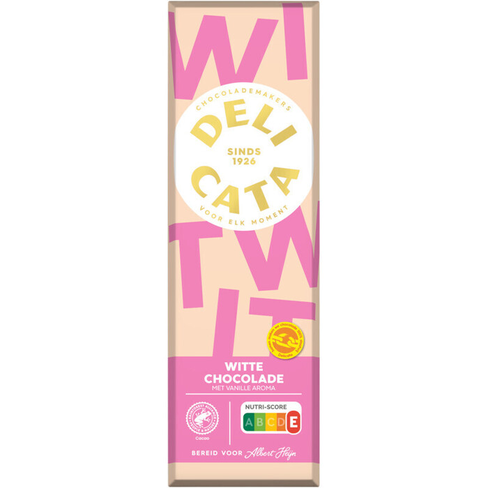 Delicata Reep witte chocolade met vanille aroma (200g)