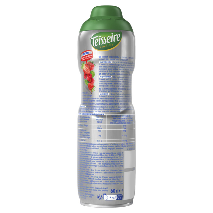 Teisseire Zero Suiker Aardbei Framboos siroop 60 cl (0.6L)