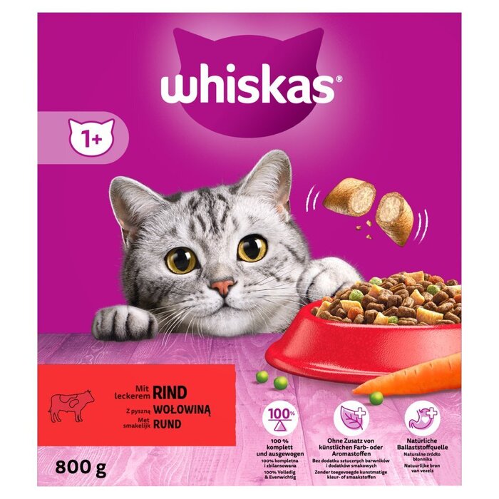 Whiskas 1+ Adult droge brokjes Rund kattenvoer 800 g (800g)