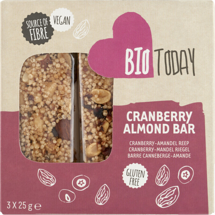 Cranberry Amandelreep 3st (Doos, 75g)
