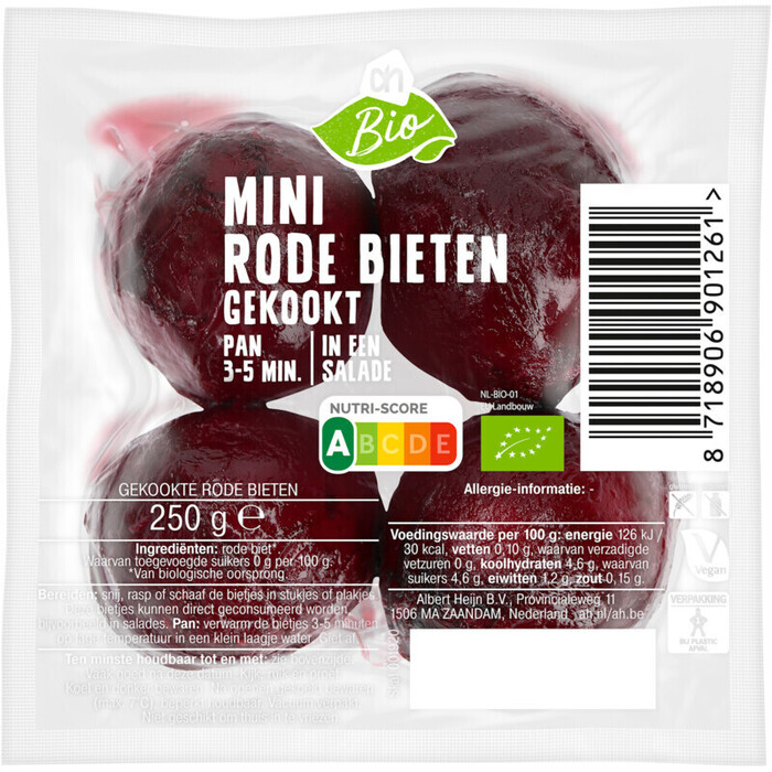 AH Biologisch Gekookte mini rode bieten (250g)