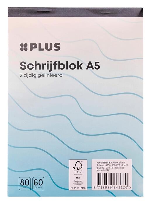 Schrijfblok A5 80 vel