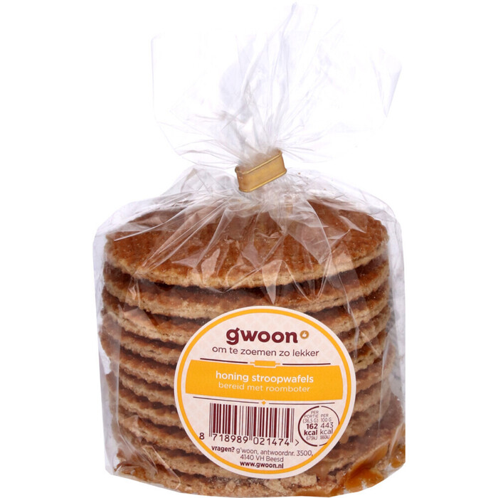 G'WOON STROOPWAFELS HONING 365 GRAM