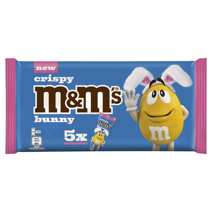M&M'S Crispy bunny chocolade paashaasjes (5 × 29g)