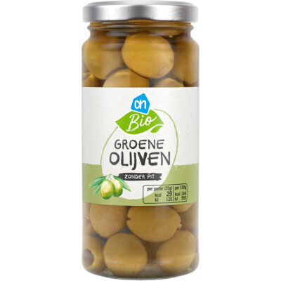 AH Biologisch Groene olijven zonder pit (240g)