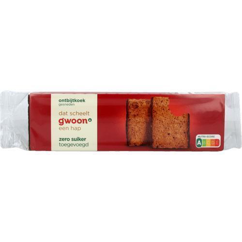 g'woon Ontbijtkoek 0% Suiker Gesneden 485 gram