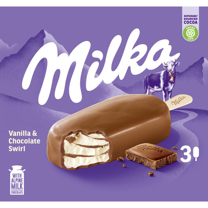 Milka Vanilla & Chocolate Swirl 3 Stuks 195g (195g)