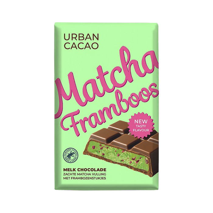 Urban Cacao Matcha framboos chocolade (140g)
