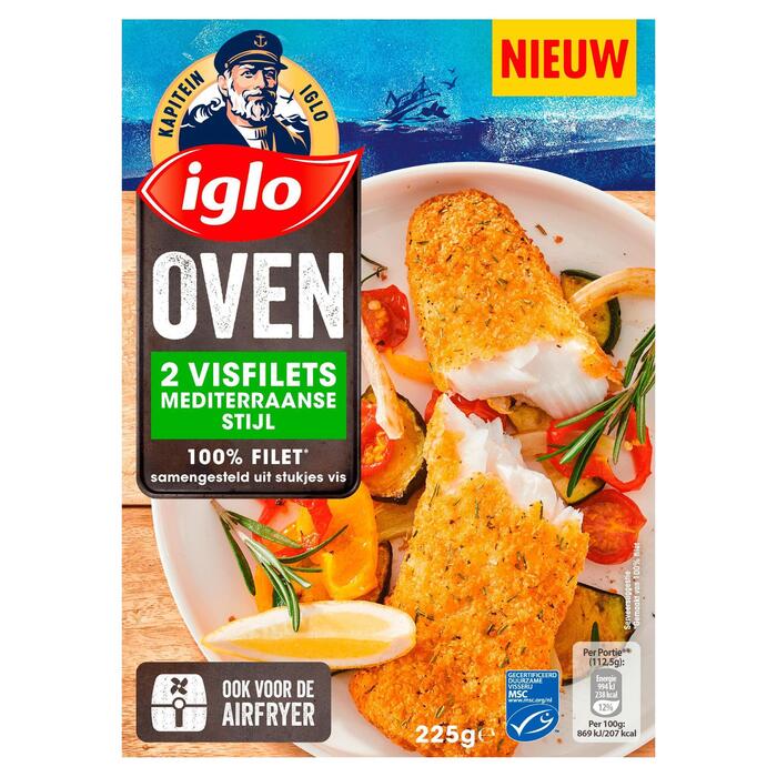 Iglo Oven 2 Visfilets Mediterraanse Stijl 225g (Doos, 225g)
