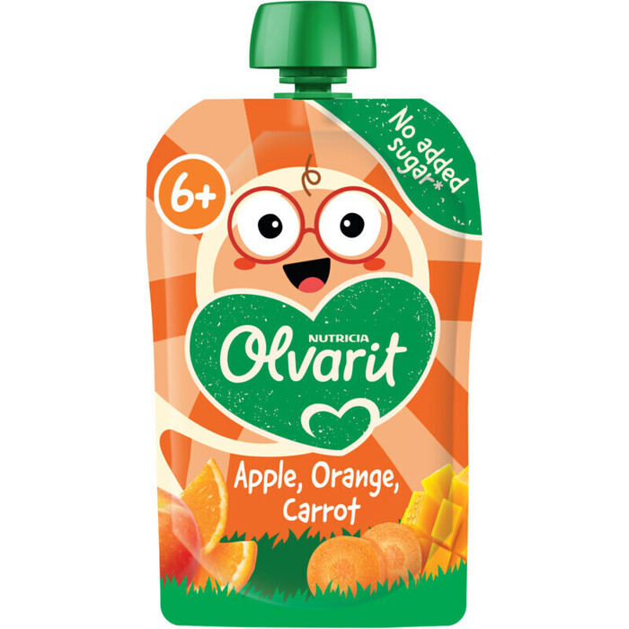 Olvarit 6+ Maanden Knijpfruit Appel Sinaasappel Wortel 100g (100g)