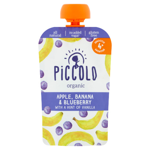 Piccolo Organic Apple, Banana & Blueberry with a Hint of Vanilla Smooth 4+ Months 100 g (100g)