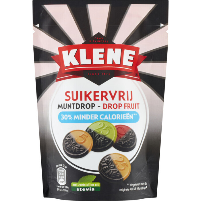 Klene Suikervrij Muntdrop - Drop Fruit 100 g (100g)