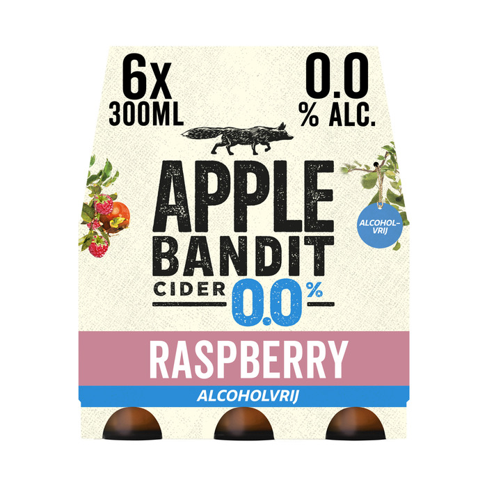 Apple Bandit Raspberry 0.0 Cider Fles 6 x 300 ml (6 × 30cl)