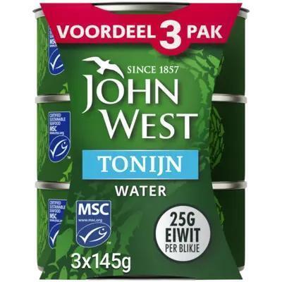 John West tonijnstukken in water 3 x 145 gram (3 × 145g)