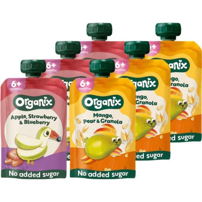 Organix Knijpfruit 6+m 2 Smaken Pakket 6 stuks