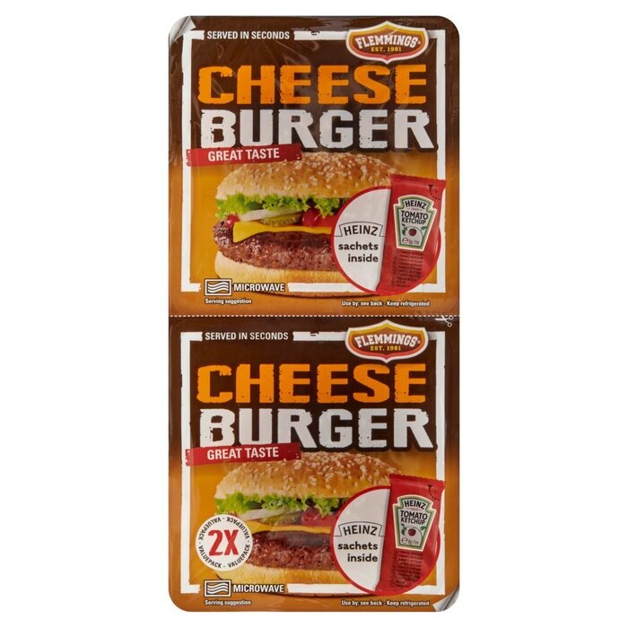 Flemmings 2 Cheeseburger Flame Grilled 261 g (Stuk, 261g)