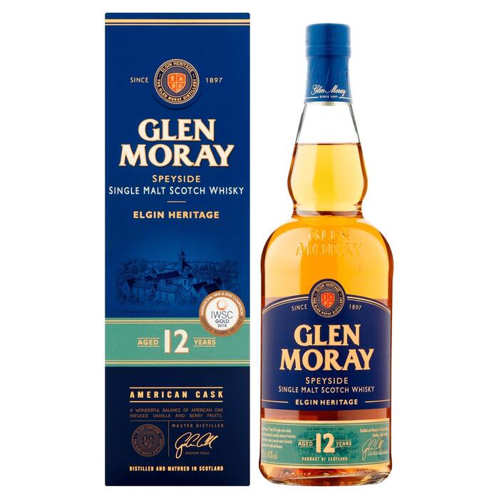 Glen Moray Single malt whisky 12 years (Fles, 0.7L)
