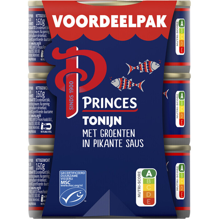 Princes Tonijnstukken groente in pikante saus (480g)