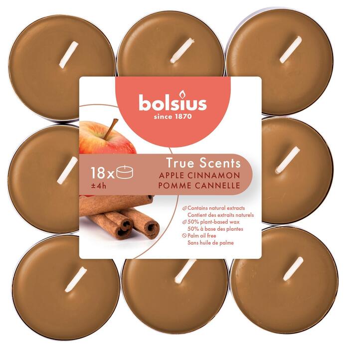 Bolsius Theelichten apple cinnamon 18 stuks