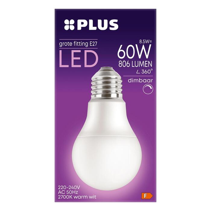 Lamp LED 60W grote fitting mat dimbaar