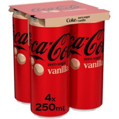 Coca-Cola Zero Sugar Vanilla 250 ml Blik (4 × 250ml)