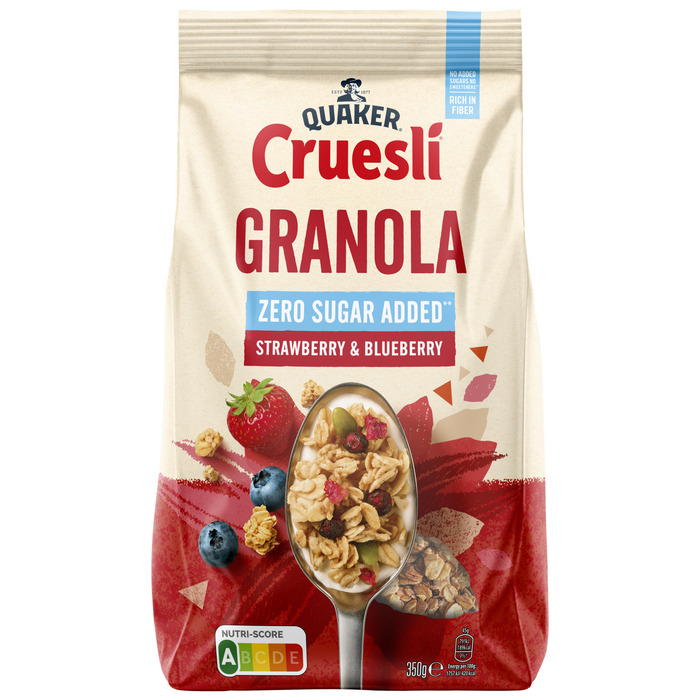Quaker Cruesli Zero Sugar Added Granola Aardbei & Blauwe Bes 350 gr (350g)