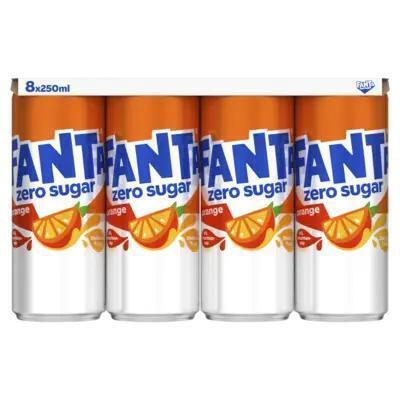 Fanta Orange No Sugar 250 ml (8 × 250ml)
