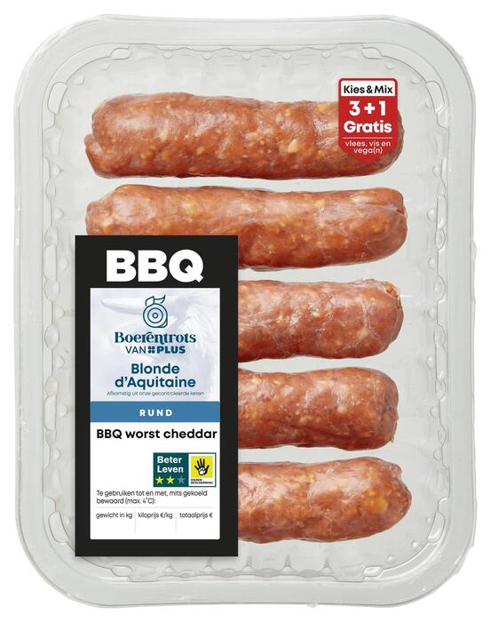 PLUS Boerentrots BBQ worst cheddar (2 × 113g)