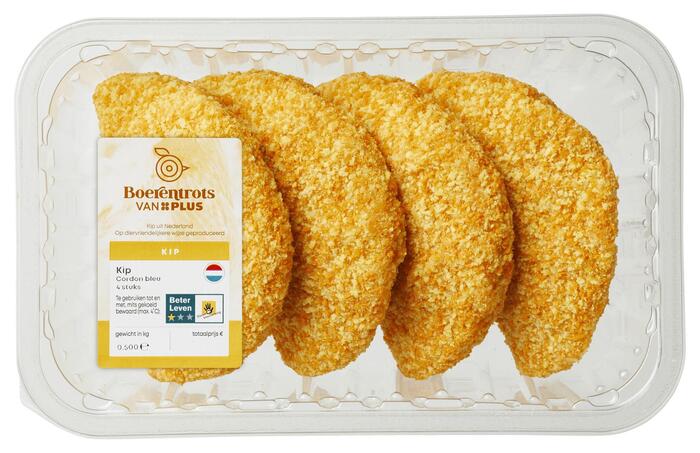 PLUS Boerentrots Kip cordon bleu 4st (Schaal, 4 × 125g)