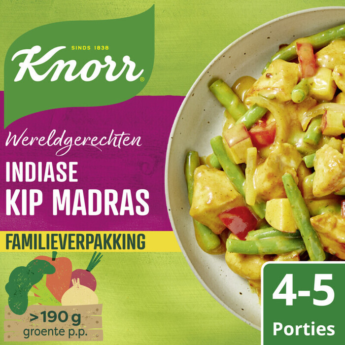 Knorr Wereldgerechten Maaltijdpakket Indiase Kip Madras XXL 4-5 Personen (529g)