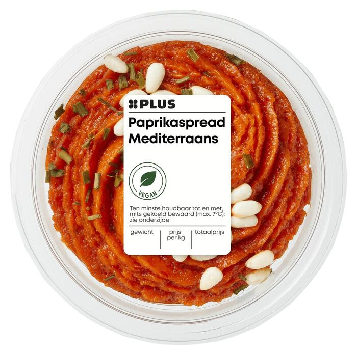 PLUS Vegan paprikaspread Mediterraans (Bakje, 125g)