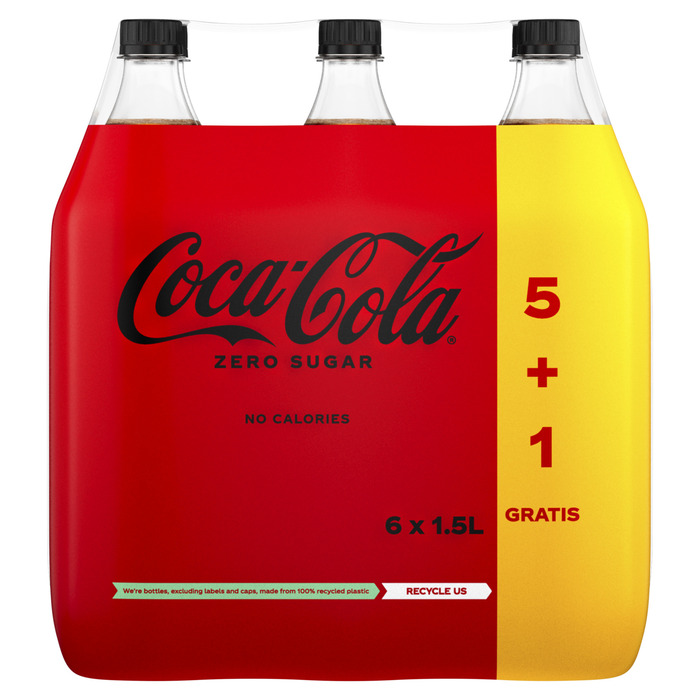 Coca-Cola Zero Sugar 5+1 Gratis 6 x 1,5L PET Fles (6 × 1.5L)