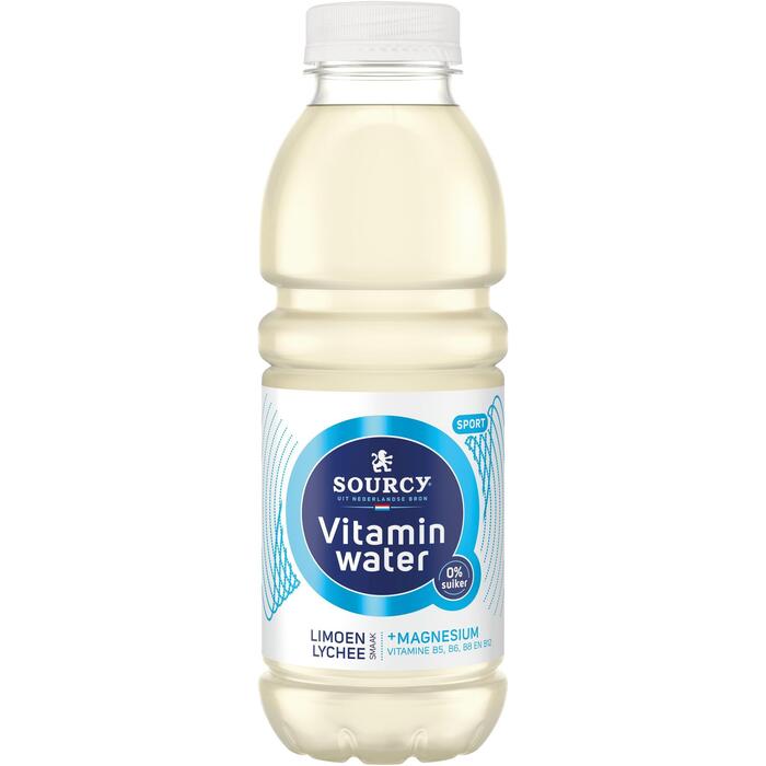 Sourcy Vitaminwater limoen lychee fles (Fles, 0.5L)