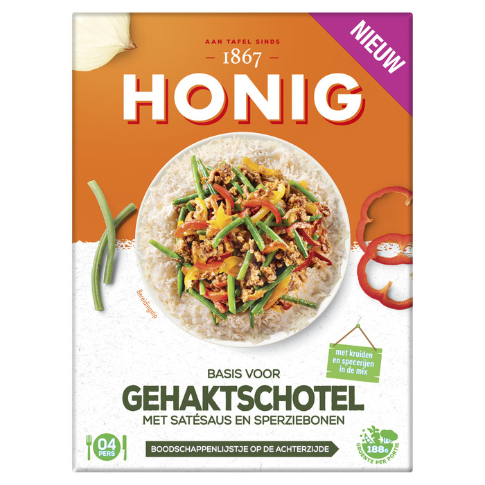 Honig Basis voor Gehaktschotel met Satésaus en Sperziebonen 57g (57g)