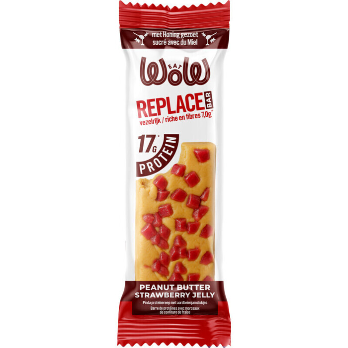 Eatwow Replace bar pindakaas aardbeienjam (65g)