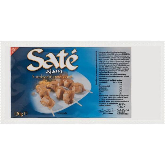 Van Rooi Fine Food Saté Ajam in Pindasaus 3 Stuks 130g (130g)