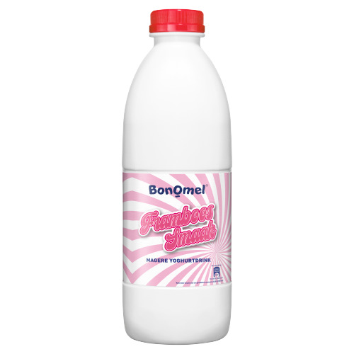 Bonomel drinkyoghurt framboos 1 kg fles (Fles, 6 × 1kg)