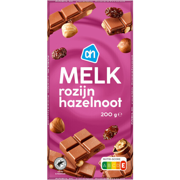 AH Reep melk hazelnoot rozijn (200g)
