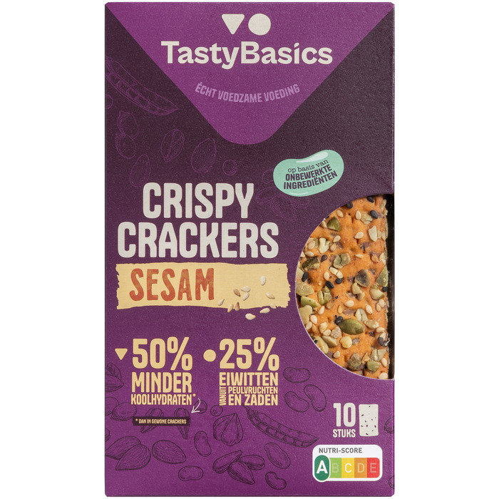TastyBasics Crispy crackers sesam (10 × 16.3g)