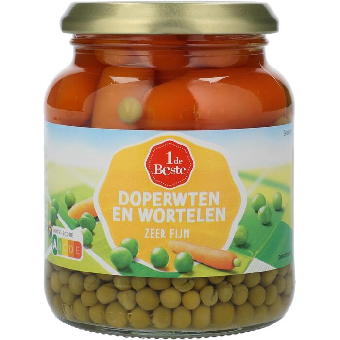 1 de Beste Doperwten en wortelen fijn (340g)