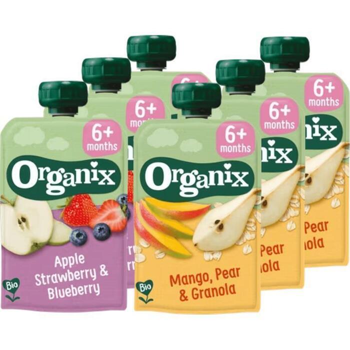 Organix Knijpfruit 6+m 2 Smaken Pakket 6 stuks