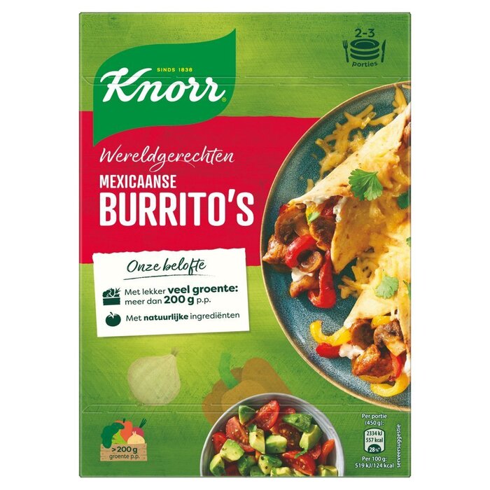 Knorr Wereldgerechten Maaltijdpakket Mexicaanse Burrito's 228g (Doos, 223g)