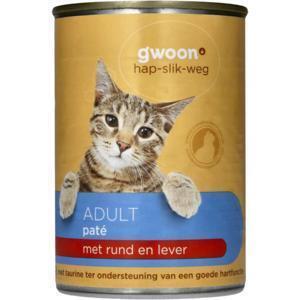 g'woon kattenvoer adult paté kalf en lever 400 gram (400g)